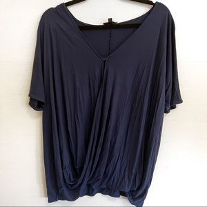 Topshop Drapey Faux Wrap Blue Top